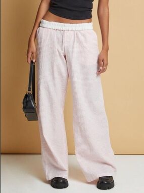 NWOT Beverly and Beck Pink Gingham Boxer Pajama Pants